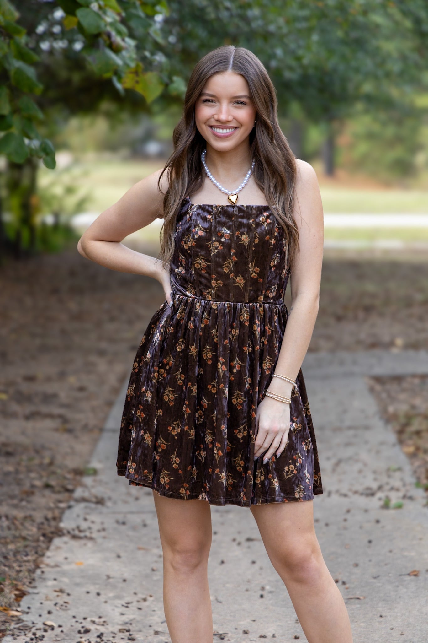 Floral Fall Velvet Dress