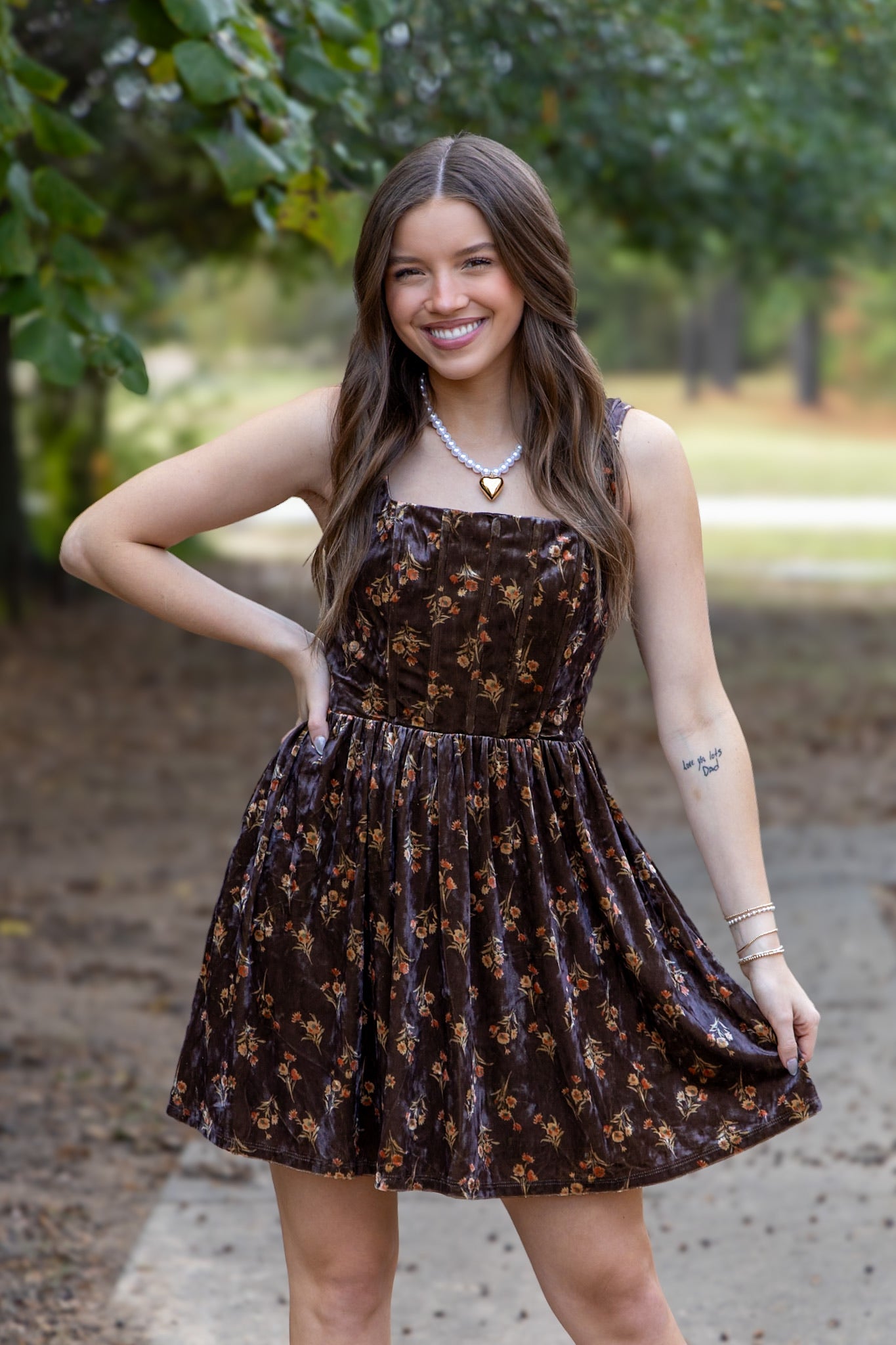 Floral Fall Velvet Dress