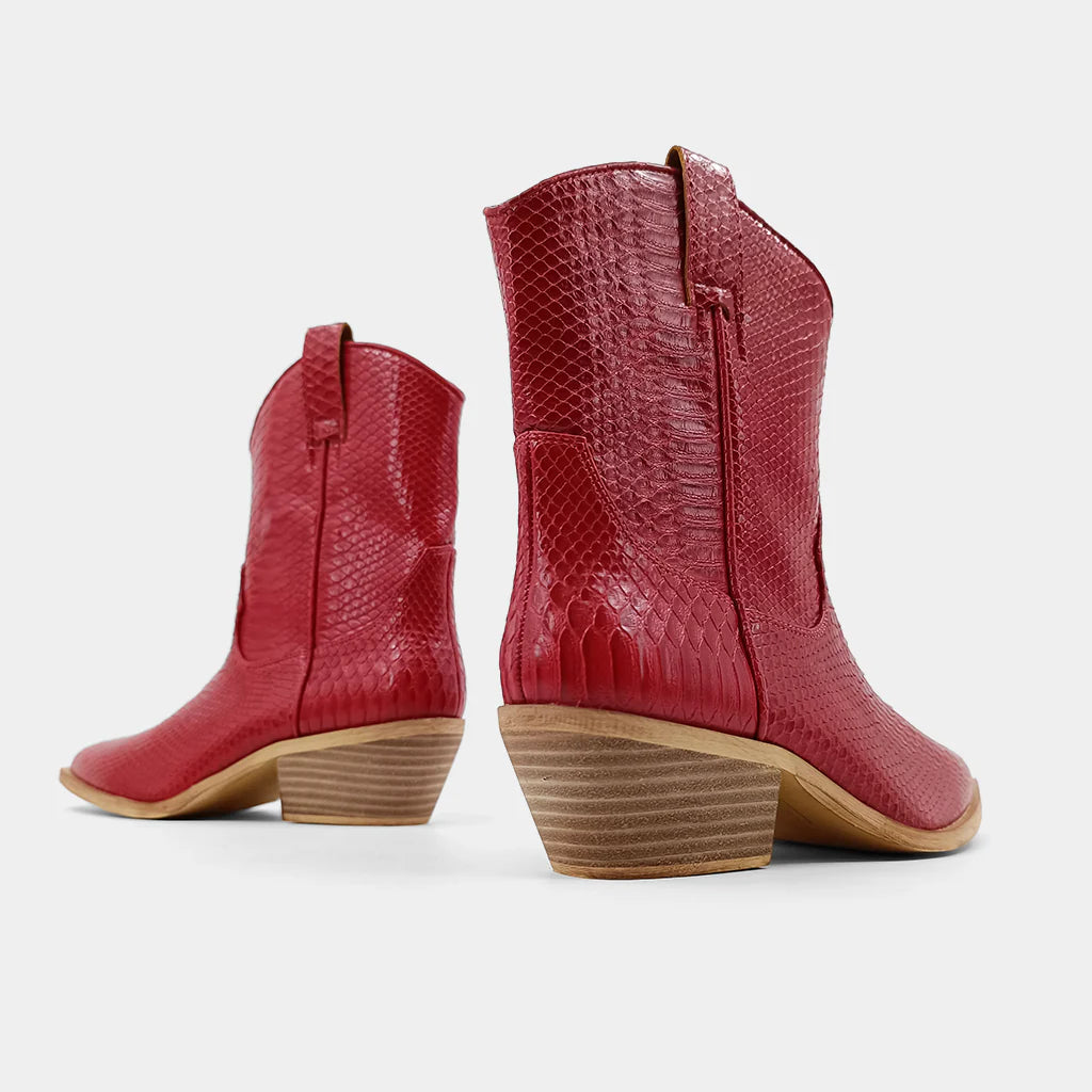 ZouZou Cowboy Boot- Dark Red Snake