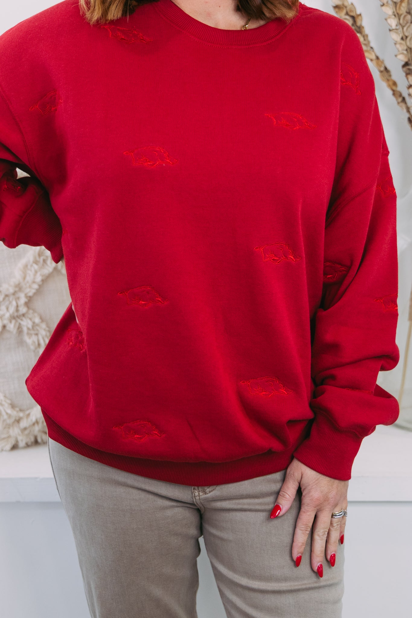Arkansas Ritter Repeat Lantern Sleeve Crew