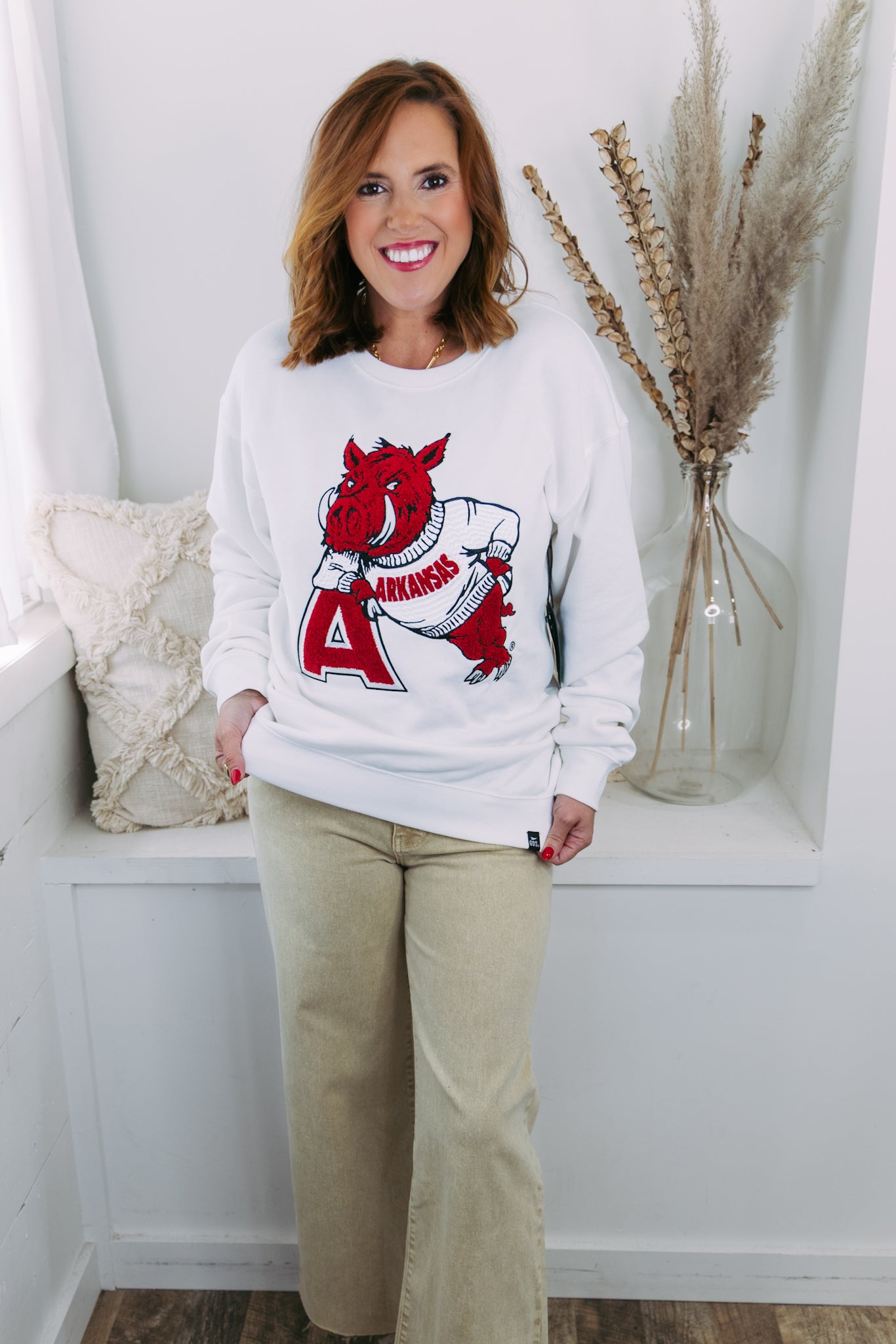 Arkansas Mascot Chenille Comfort Crew