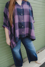 Checkmate Oversized Top- Eggplant