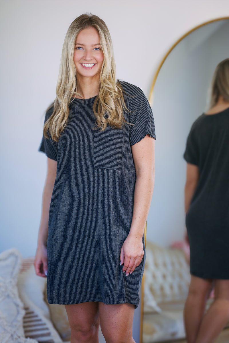 More The Merrier Knit Dress- Charcoal