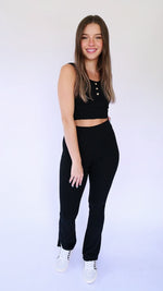 By Her Side Ribbed Pant-Black