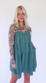 Farah Flowy Mini Dress - Deep Green