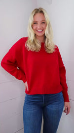 Matilda Mock Neck Sweater - Red