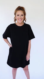 Curvy Fall Knit T-Shirt Dress - Black