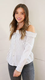 Off The Shoulder Striped Blouse