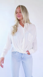 Twisted Button Front Blouse - White