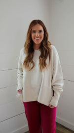 Whit Side Slit Sweater - Ivory