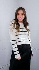 Cable Knit Striped Sweater