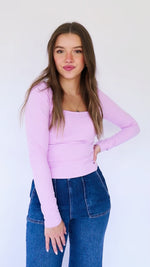 Lottie Long Sleeve Fitted Top - Lavender