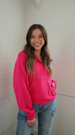 Maycie Crop Scuba Hoodie- Pink