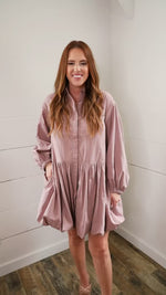 Brylee Button Down Bubble Dress - Mauve