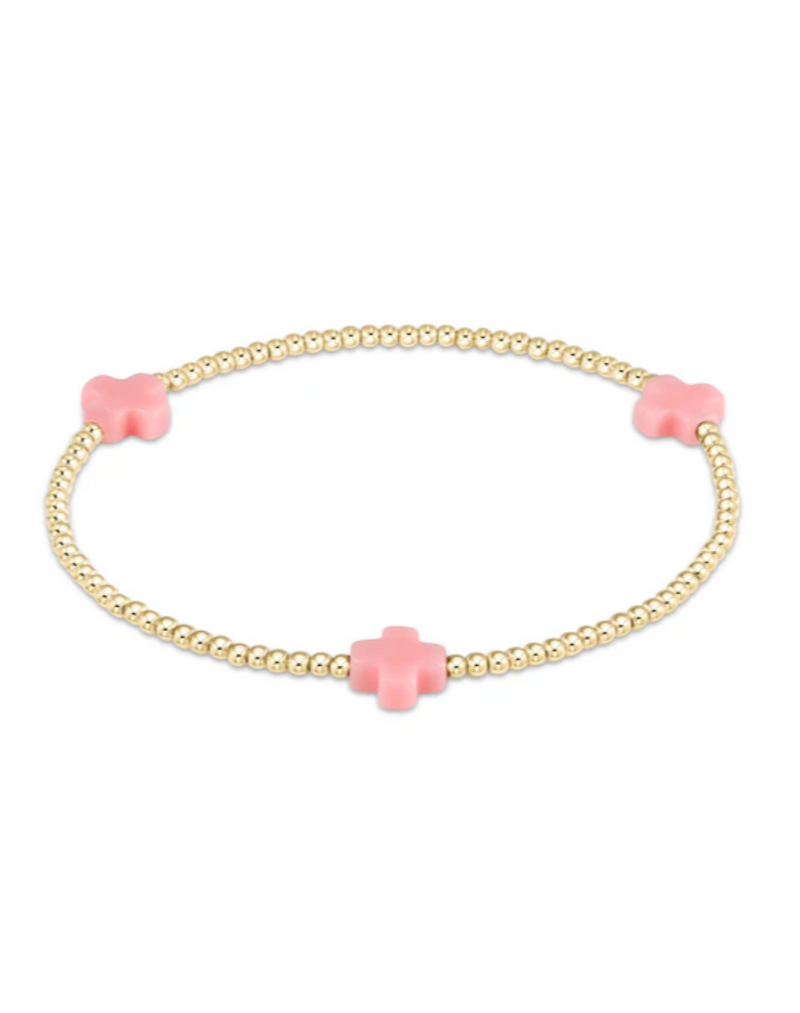 Signature Cross 2mm Bead Bracelet - Gold/Pink