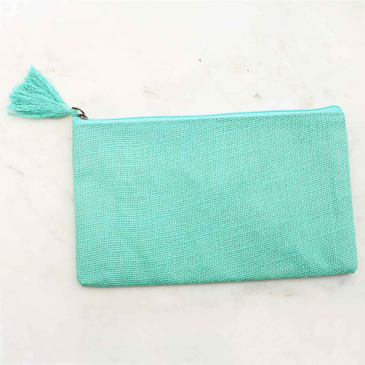 Jute Cosmetic Bag in Mint