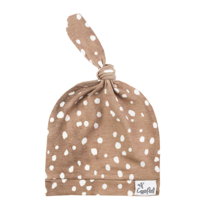 Fawn Top Knot Hat 0-4mo