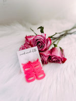XOXO Fuzzy Pom Earrings- Hot Pink
