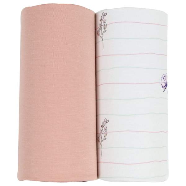 GooseWaddle: Flowers & Pink Swaddle Blanket-2 Pack