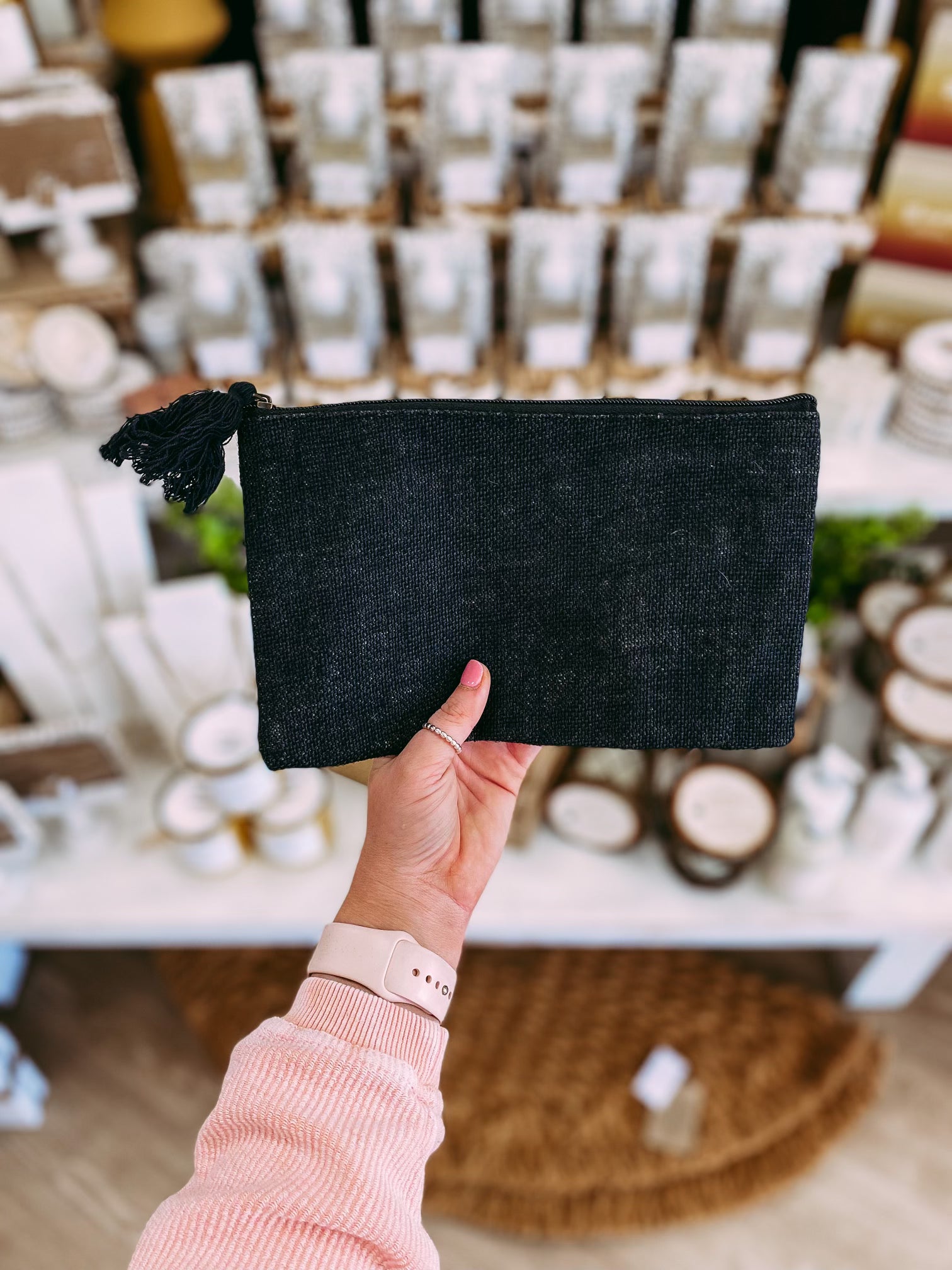 Jute Cosmetic Bag in Black