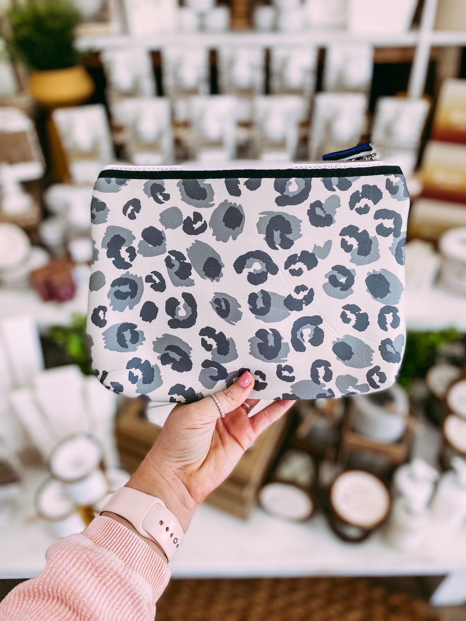 Neoprene Double Cosmetic Bag in Leopard