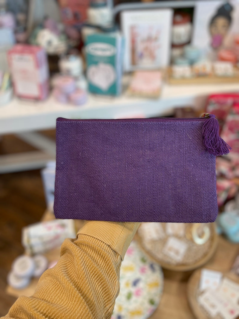 Jute Cosmetic Bag in Purple