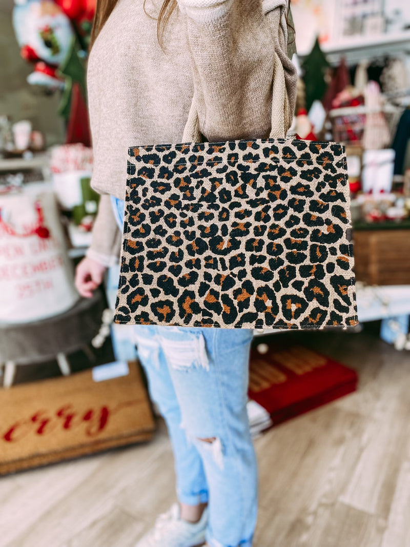 Leopard Gift Tote- Natural