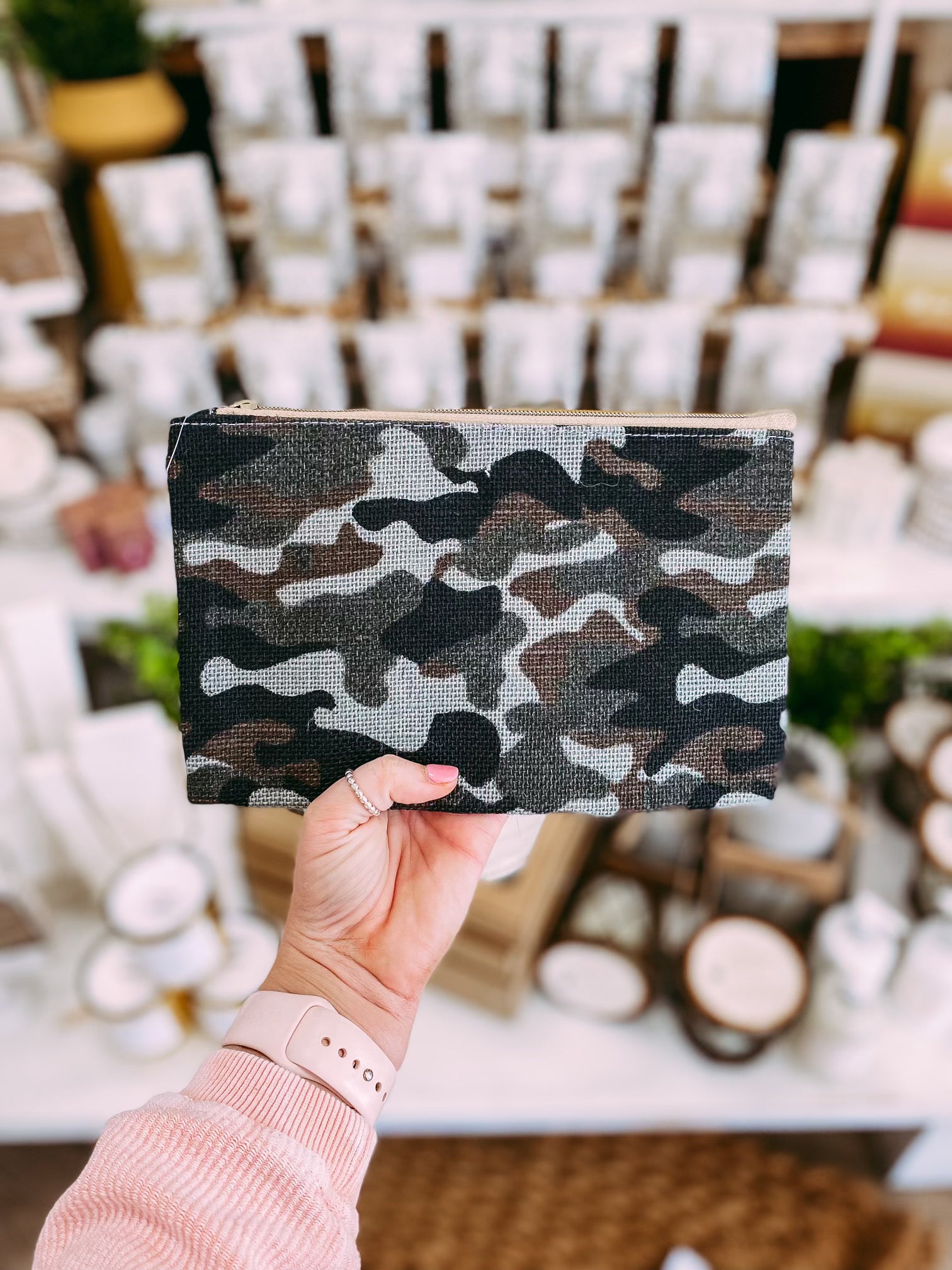 Jute Cosmetic Bag in Camo